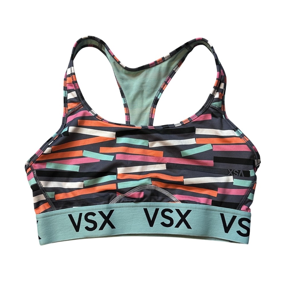 Victoria Sport Sports‎ Bra Womens M Multicolor Racerback VSX Geometric Print